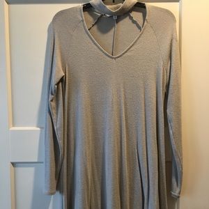 SUPER Soft White/Gray Swing Sweater Dress